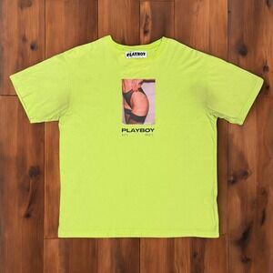 Playboy Shirt Mens Medium‎ Neon Green Art Dept Graphic Tee Pacsun Visual Arts